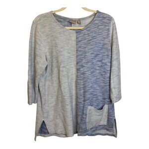 Chico's Shirt Women's Size Large Colorblock Tunic Blue Pocket Chicos 2‎